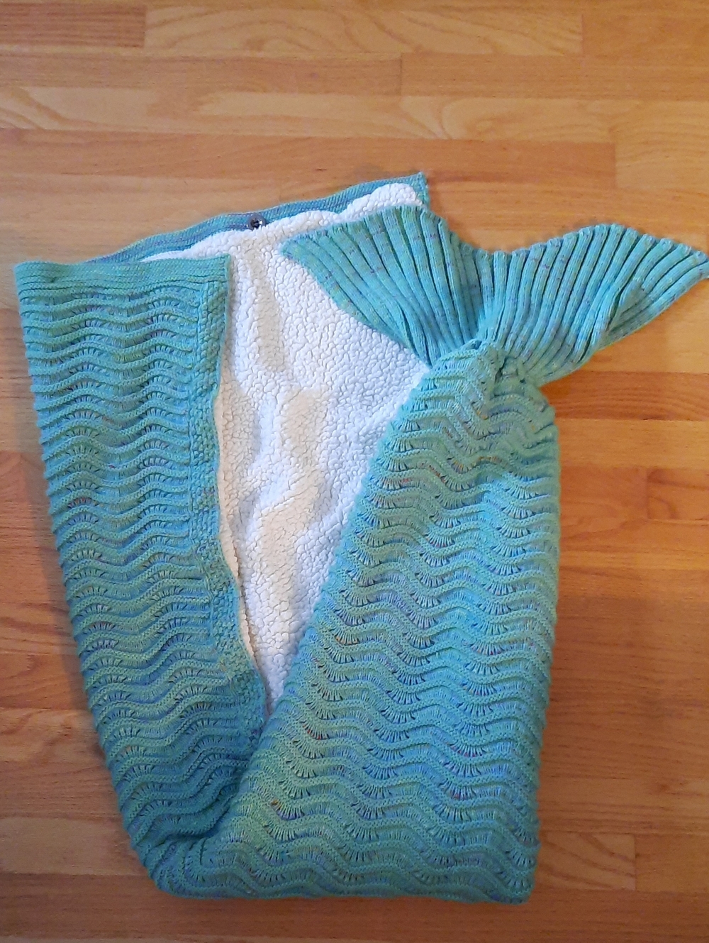 Coastal Teal Knit Mermaid Tail Blanket Sweater Knit Lined Kids Cozy  Catalonia